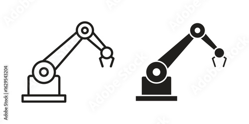 Mechanical arm icon. simple, flat, black, outline.