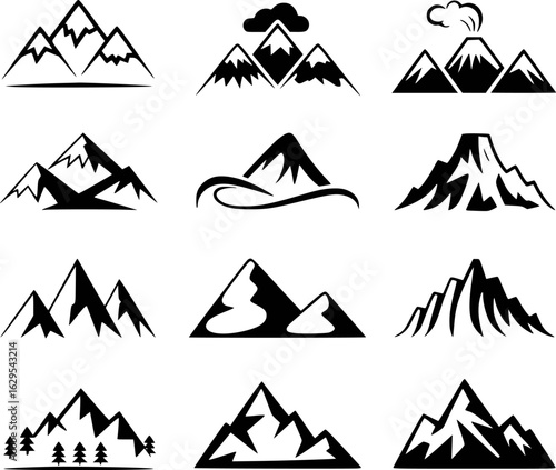 Various mountain peaks and volcanic formations mountains nature