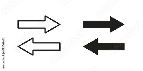 Left right direction icon. simple, flat, black, outline.