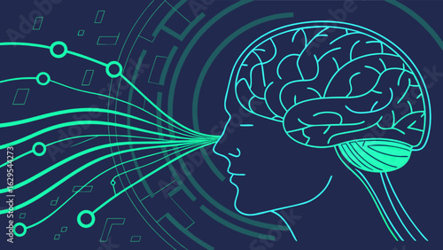 Brain technology neural network ai artificial intelligence deep learning concept illustration
