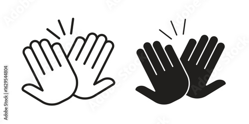 High Five icon. simple, flat, black, outline.