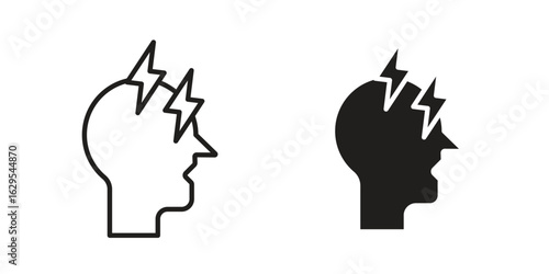 Headache icon. simple, flat, black, outline.