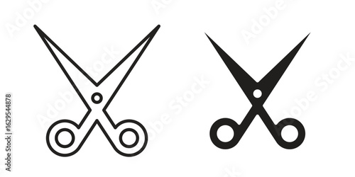 Hairdresser scissors icon. simple, flat, black, outline.
