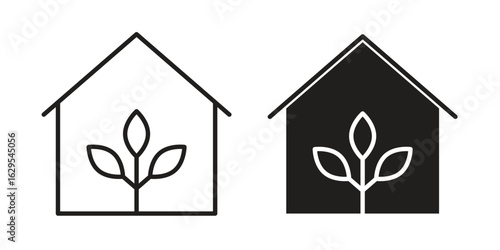 Greenhouse icon. simple, flat, black, outline.