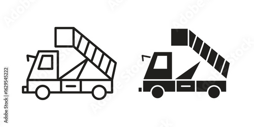 Gangway truck icon. simple, flat, black, outline.