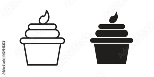 Frozen yogurt icon. simple, flat, black, outline.