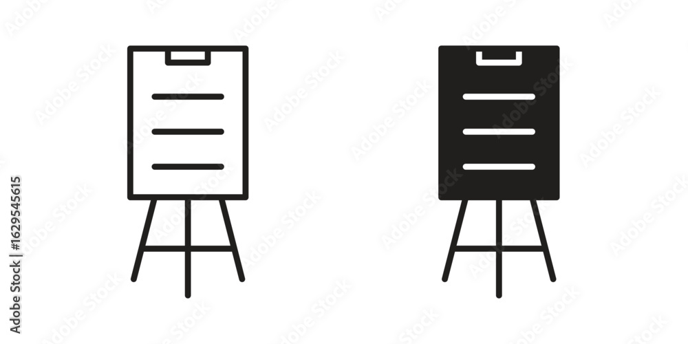Fototapeta premium Flip chart icon. simple, flat, black, outline.
