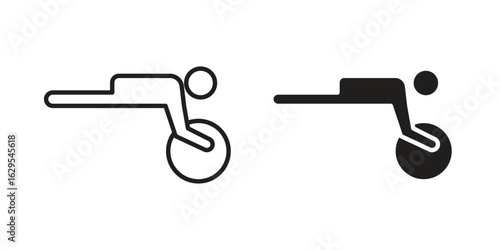 Fitness Ball icon. simple, flat, black, outline.