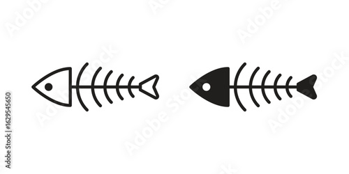 Fish bone icon. simple, flat, black, outline.
