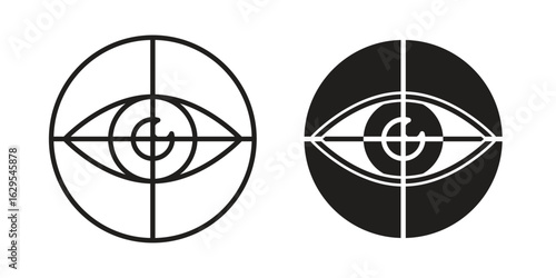 Eye tracking icon. simple, flat, black, outline.