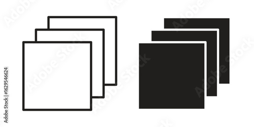 Depth perception icon. simple, flat, black, outline.