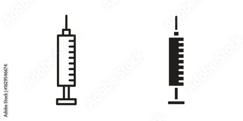 Dental needle icon. simple, flat, black, outline.