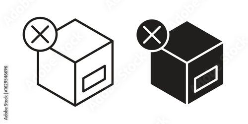 Delivery cancelled icon. simple, flat, black, outline.