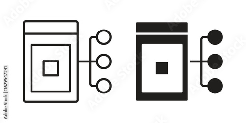 Content curation icon. simple, flat, black, outline.