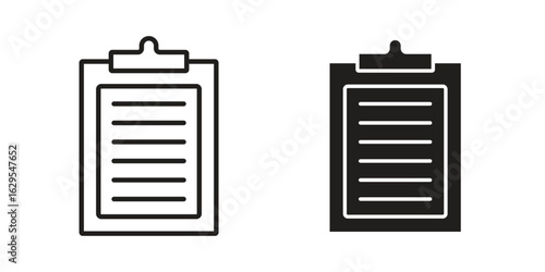 Clipboard icon. simple, flat, black, outline.