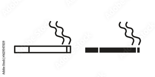 Cigarette icon. simple, flat, black, outline.