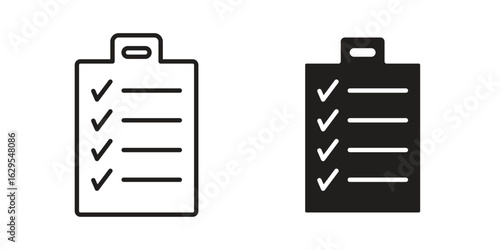 Checklist icon. simple, flat, black, outline.
