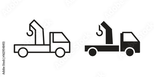 Car crane icon. simple, flat, black, outline.