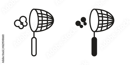 Butterfly catcher icon. simple, flat, black, outline.