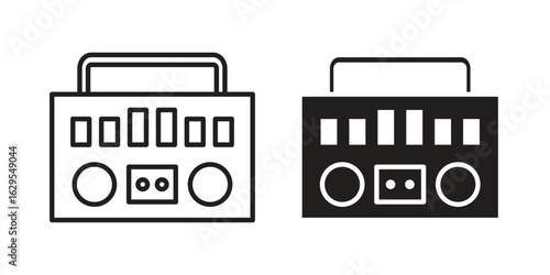 Boombox icon. simple, flat, black, outline.