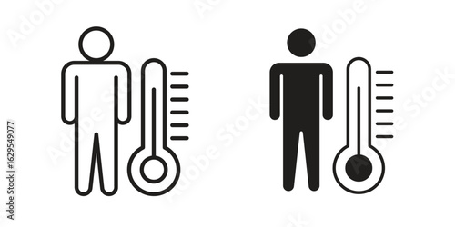 Body temperature icon. simple, flat, black, outline.