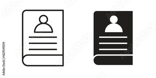 Biography icon. simple, flat, black, outline.