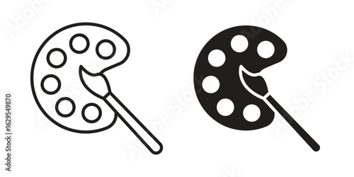 Artist color palette icon. simple, flat, black, outline.