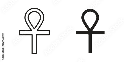 Ankh icon. simple, flat, black, outline.