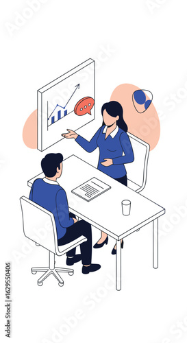 Business meeting and presentation of growth strategies and financial performance analysis