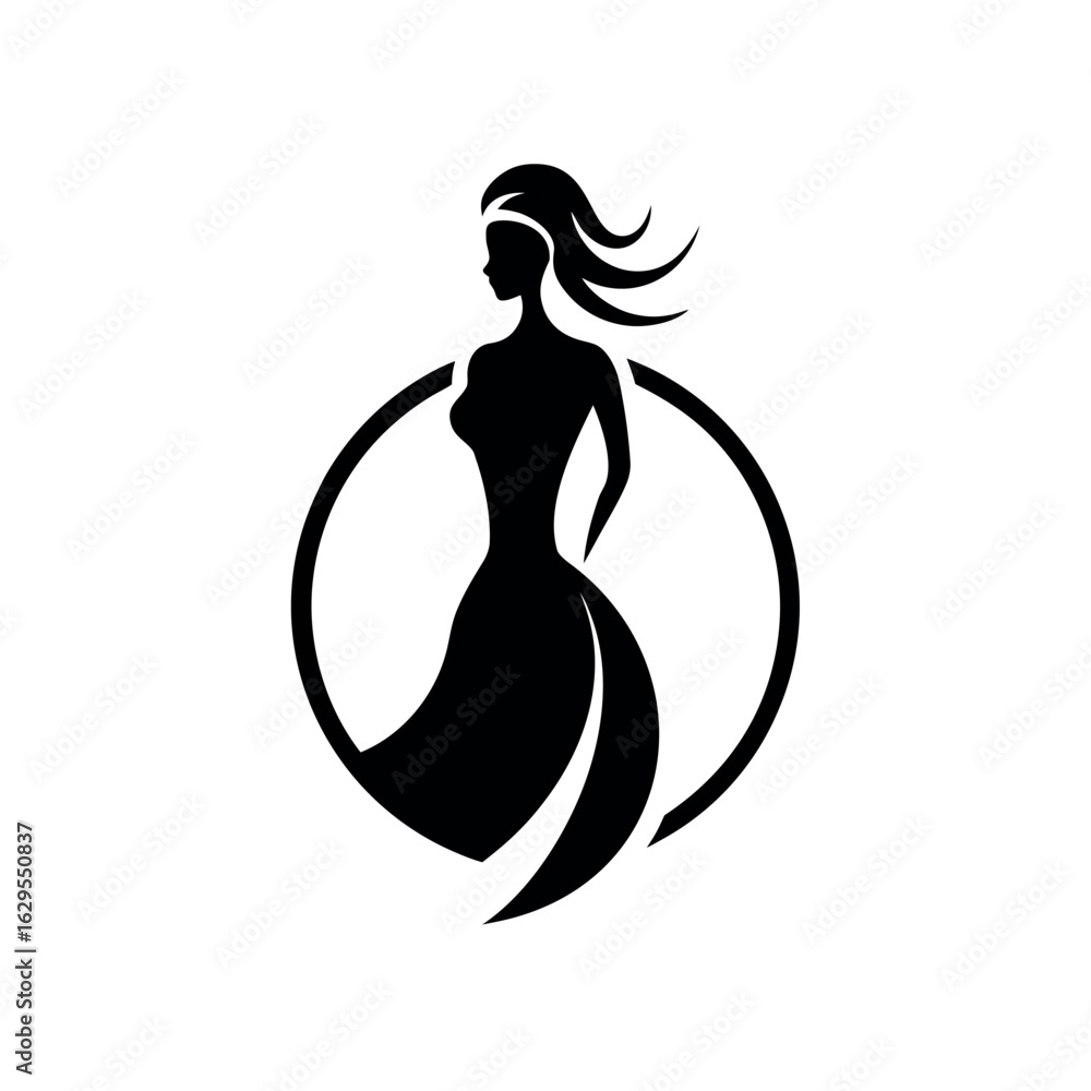 Obraz premium Woman Logo with Minimal Elegant Lines and Modern Silhouette Art Vector illustration