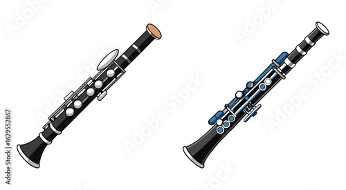 Set of flat clarinet vector illustration design