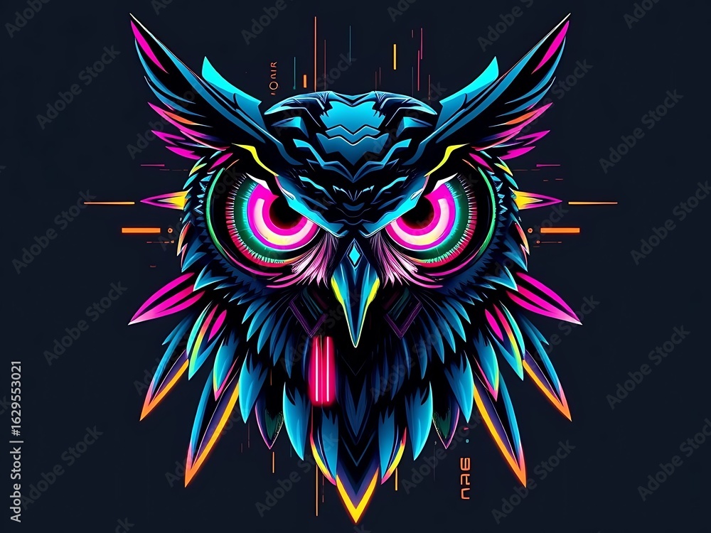 Fototapeta premium Glitch Cyber Owl