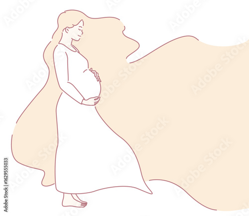 A beautifully stylish illustration of a pregnant woman, symbolizing the essence of motherhood and anticipation