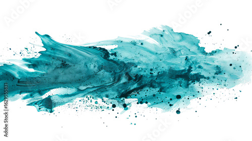 Wallpaper Mural An abstract splash of turquoise paint with dynamic movement and texture, creating a vibrant visual impact. Torontodigital.ca