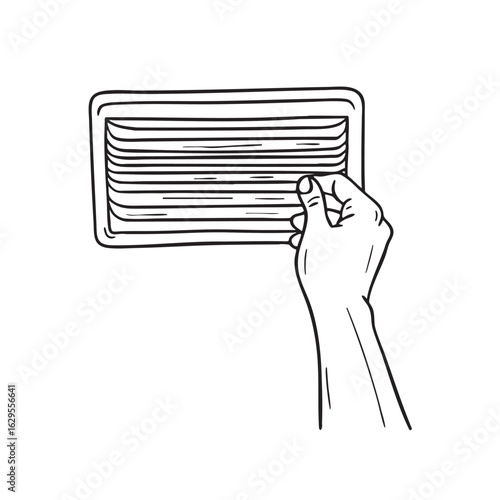 Doodle illustration of fingers tilting the slats of an air vent