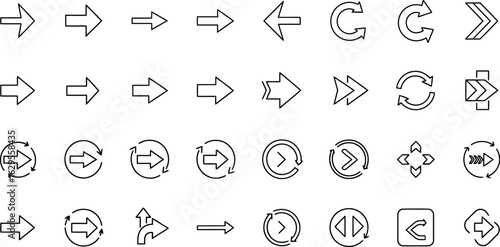 Vector art of collection of various arrow icons and symbols isolated on white background transparent background