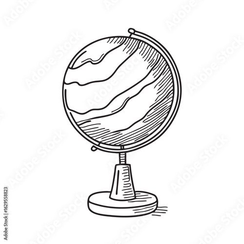 doodle illustration a model of Venus planet on a wooden stand