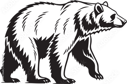 Vector Bear Silhouette Line Art – Simple Black and White Animal Design