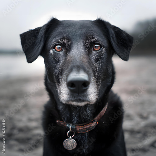 Adorable fluffy dog with bright eyes and soft fur looking curious and joyful - generative ai