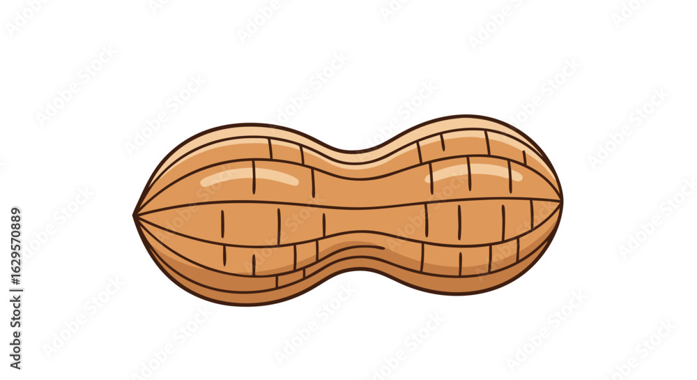 Stylized Peanut Illustration: A Cartoonish Depiction of a Common Legume Snack in Shell Form with Clear Outlines and Light Brown Coloring Stylized Peanut Illustration: A Cartoonish Depiction of a Common Legume Snack in Shell Form with Clear Outlines and Light Brown Coloring
