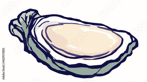 Stylized Oyster Illustration with Bold Outline, Perfect for Seafood Menu Design or Coastal Themed Graphics