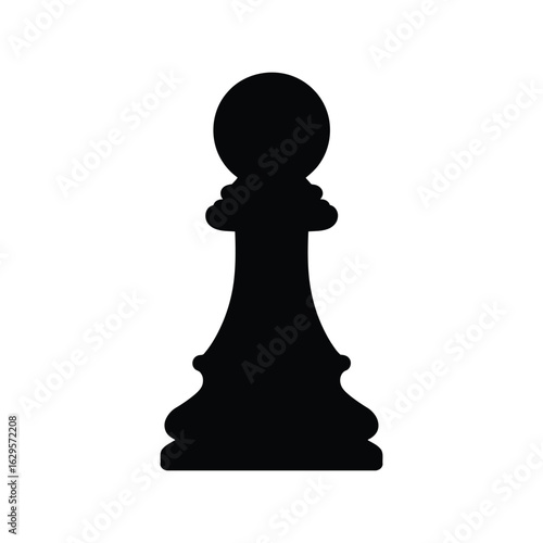 Black silhouette of a chess pawn piece isolated on white background