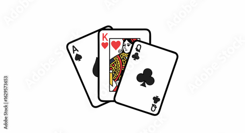 Royal Flush Illustration: A Winning Hand of Ace, King, and Queen in Sharp Detail