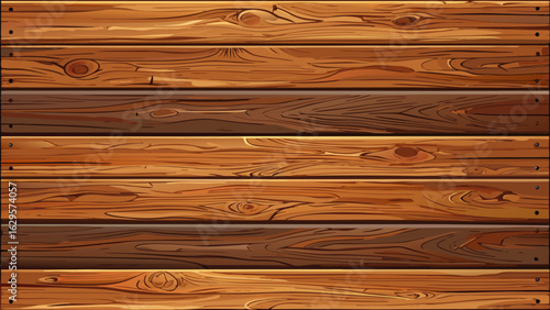 Medium brown wood texture background viewed from above. The wooden planks are stacked horizontally and have a worn look. This surface would be great as design element for a wall, floor, table