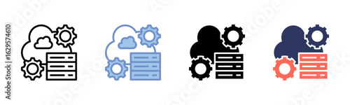 Hybrid Cloud icon sheet multiple style collection