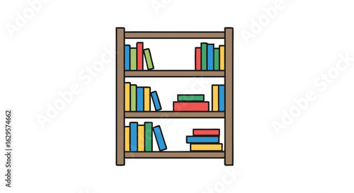 Stylized bookshelf with vibrant books, offering a clean visual representation of literary collection