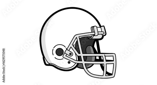 American Football Helmet Illustration with Bold Outlines Depicting Gridiron Equipment Style Graphic Visual