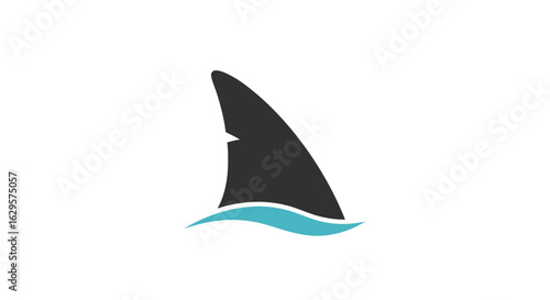 Sleek shark fin icon emerging from the ocean, symbolizing strength and aquatic wildlife, perfect for coastal themed designs and marine conservation