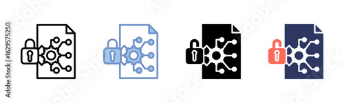 Data Encryption icon sheet multiple style collection