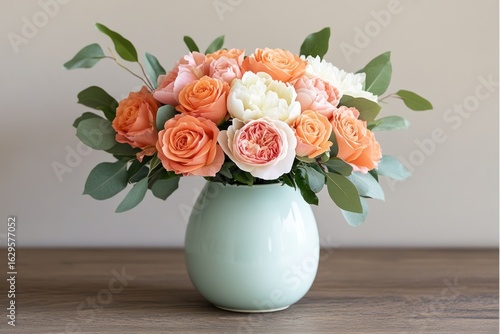 Wallpaper Mural Colorful vibrant roses and peonies in vase, perfect for Mother’s Day Torontodigital.ca